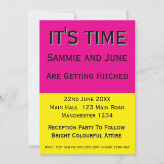Invitación Bright Pink & Yellow Wedding Invitation | Fun