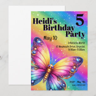 Invitación Bright Rainbow Butterfly Birday