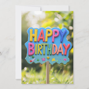 Invitación Bright Rainbow Happy Birday Rótulo cumpleaños Cump