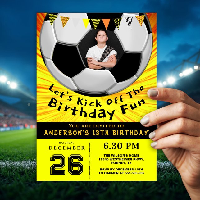 Invitación Bright Sporty Custom Photo Birthday I | Soccer (Subido por el creador)