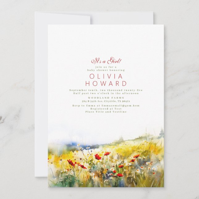 Invitación Bright Summer Wildflowers Boho Baby Shower (Anverso)