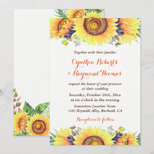 Invitación Bright Sunflower Bouquet Rustic Moda Boda