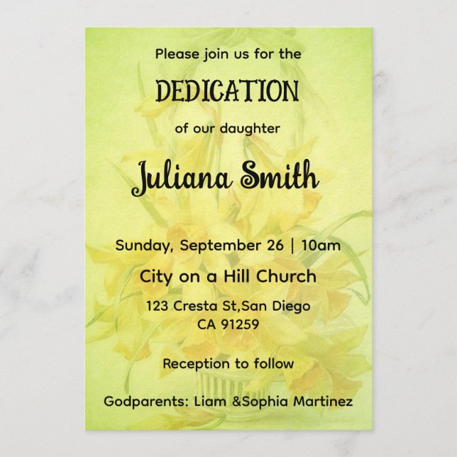 Invitación Bright Sunflower  Lime Green Dedication Invitation (Anverso)