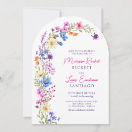 Invitación Bright Vivid Colors Wildflower Arch Boda