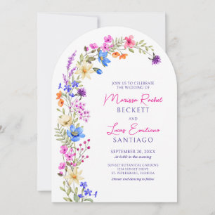 Invitación Bright Vivid Colors Wildflower Arch Boda