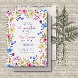 Invitación Bright Vivid Colors Wildflowers Boda