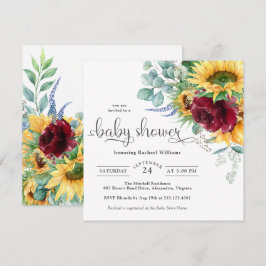 Invitación Bright Watercolor Sunflowers Baby Shower