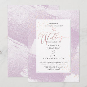 Invitación Brilla, Rubor Lilac Watercolor+Faux Metálico