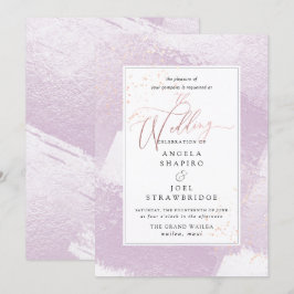 Invitación Brilla, Rubor Lilac Watercolor+Faux Metálico