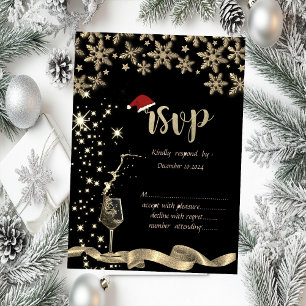 Invitación Brilla, Vidrio, Copos de Nieve RSVP de Navidad