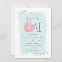 Invitación Brillante Aceite Rosado Ropa Dulce Primer Cumpleañ