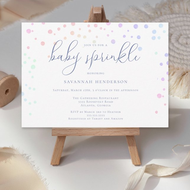 Invitación Brillante acuarela azul Confetti Bebé Sprinkle (Subido por el creador)