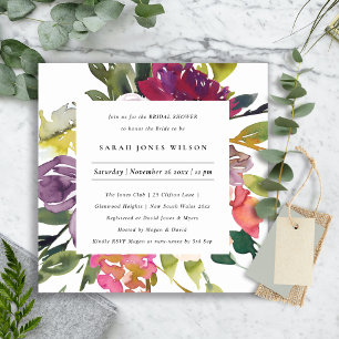 INVITACIÓN BRILLANTE AMARILLO RUBOR BURGUNDY FLORAL DUCHA BRI