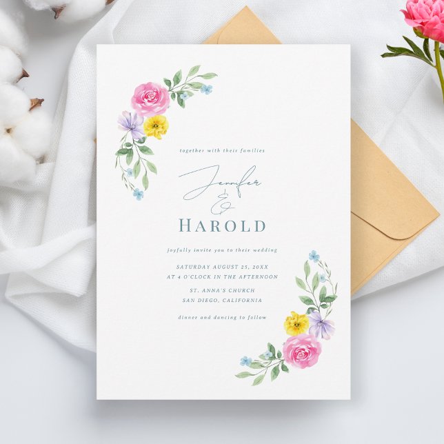 Invitación Brillante ampersa floral en un jardín y todo en un (Subido por el creador)