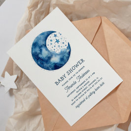 Invitación Brillante azul celestial lindo de la ducha de bebé