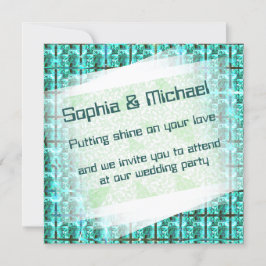 Invitación ¿Brillante azul claro, cuadrados o imagen dentro d