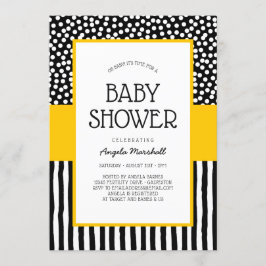 Invitación Brillante Baby Shower blanco y amarillo