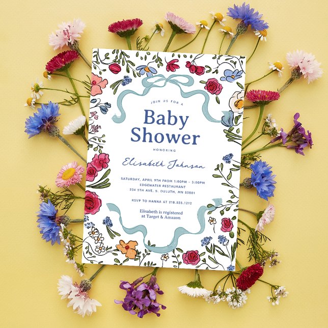 Invitación Brillante bebé floral en Bloom Baby Shower (Subido por el creador)