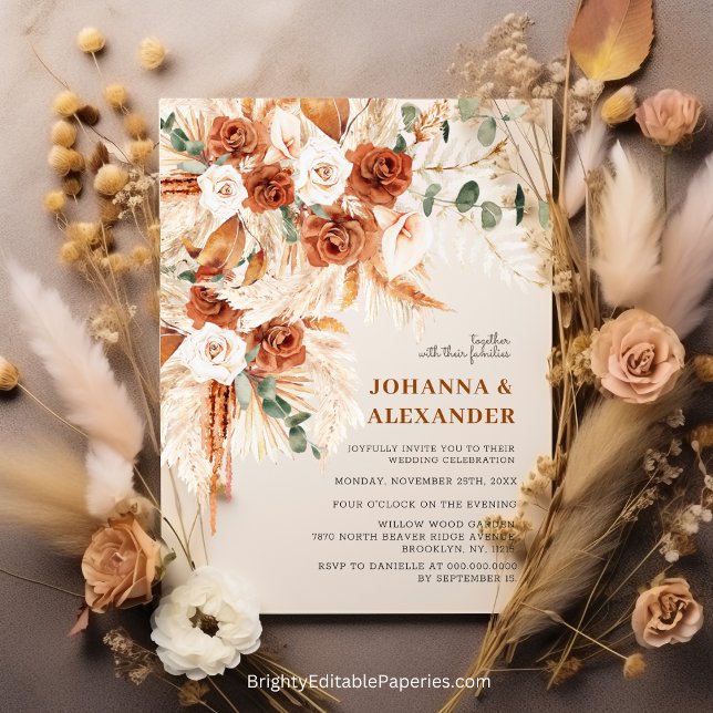 Invitación Brillante Boda audaz Terracotta Boho Bohemira (Bright Bold Terracotta Invitations: Perfect for Your Boho Wedding.)