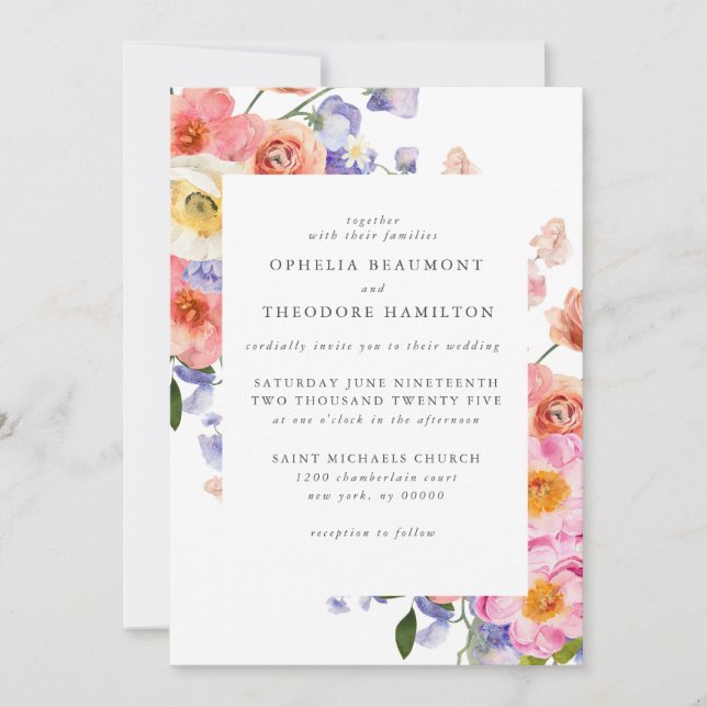 Invitación Brillante Boda Botánica Moderna Elegante (Anverso)