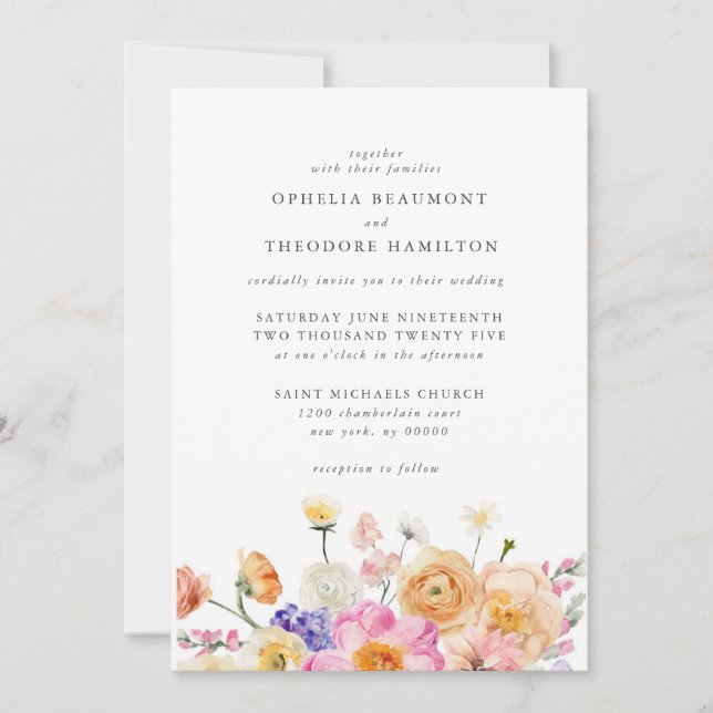 Invitación Brillante Boda Botánica Moderna Elegante (Anverso)