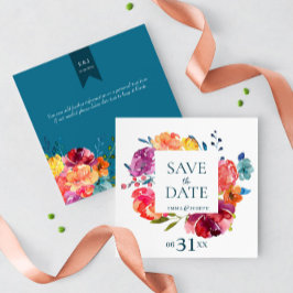 Invitación Brillante Boda de verano colorido "Salva la fecha"