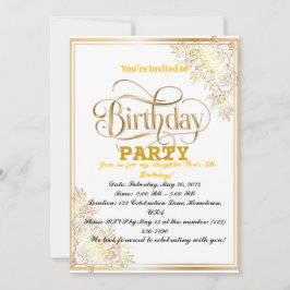 Invitación ¡Brillante celebración de cumpleaños dorados!