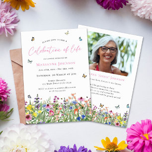 Invitación Brillante Celebración de la Vida Floral en Memoria