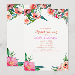 Invitación Brillante Colorido Divertido Verano Acuarela Flora