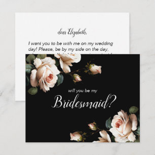 Invitación Brillante de ducha de novia floral blanca y negra