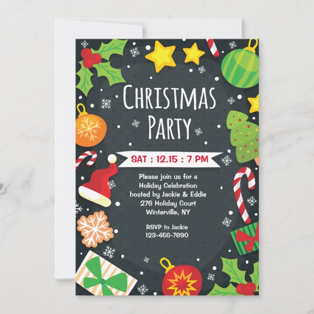 Invitación brillante de la fiesta de Navidad (Anverso)