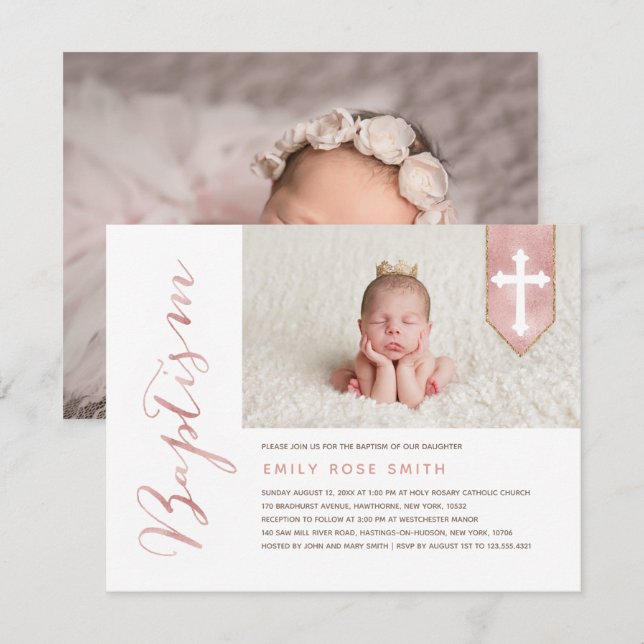 Invitación brillante de la foto de Rubor de la (Anverso / Reverso)