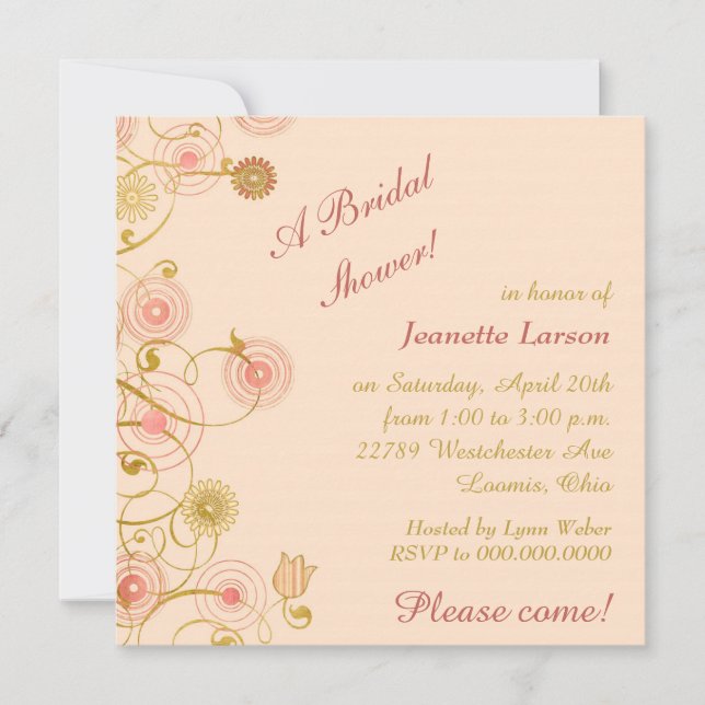 Invitación Brillante de la frontera de la flor caprichosa (Anverso)