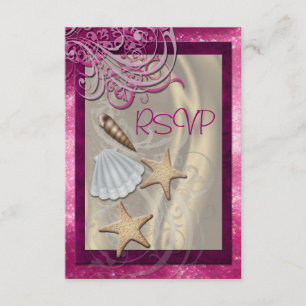 Invitación brillante de RSVP de la playa del rosa