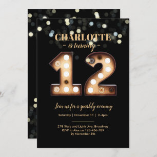Invitación brillante del cumpleaños de las luces