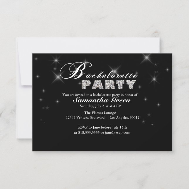 Invitación brillante del fiesta de Bachelorette (Anverso)