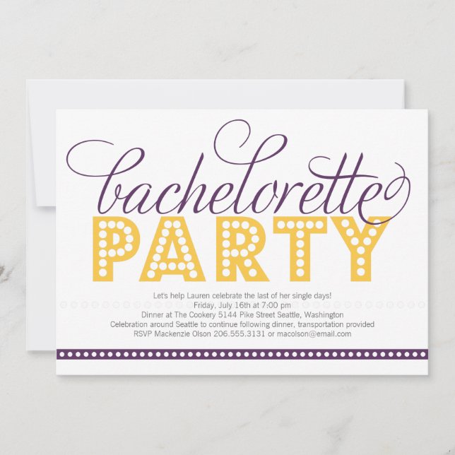 Invitación brillante del fiesta de Bachelorette de (Anverso)