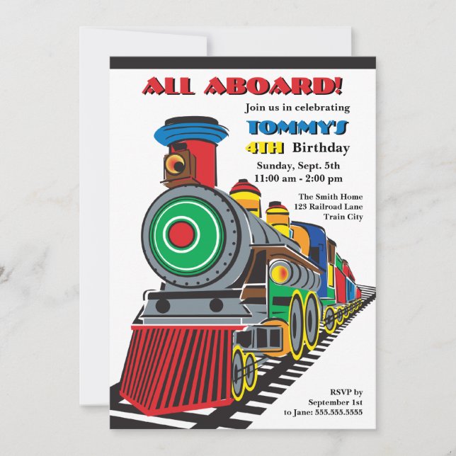 Invitación brillante del tren del niño de la (Anverso)