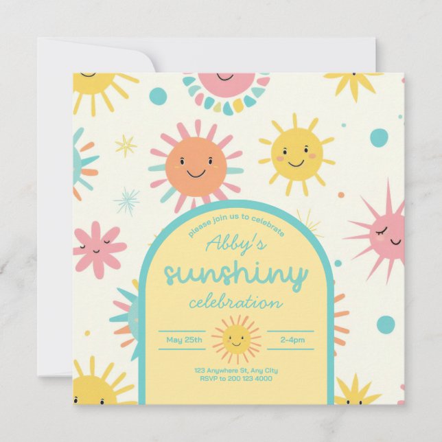 Invitación Brillante Día Sunshiny Foto Cumpleaños (Anverso)