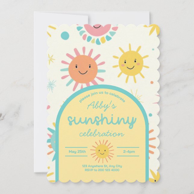 Invitación Brillante Día Sunshiny Foto Cumpleaños (Anverso)