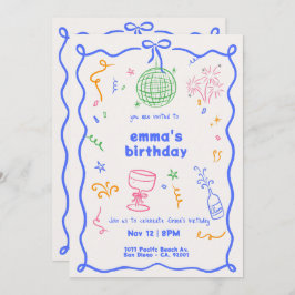 Invitación Brillante Disco Color de cumpleaños