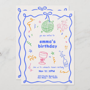 Invitación Brillante Disco Color de cumpleaños