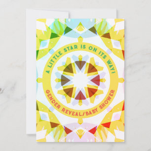 Invitación Brillante Estrella Verde Roja de género revela Bab