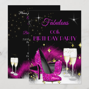 Invitación Brillante Fabuloso para Fiestas Rosa Fucsia Champa
