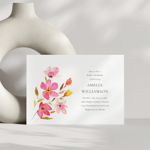 Invitación Brillante Fiesta de Bebé de Flores Silvestres en A