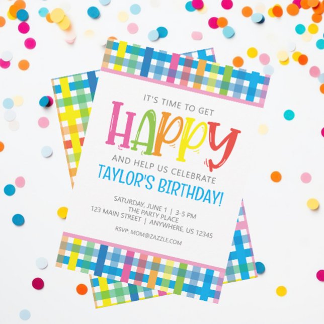Invitación Brillante Fiesta de Cumpleaños Feliz (Subido por el creador)