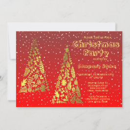 Invitación Brillante fiesta de Navidad de los Árboles de Oro
