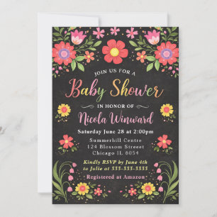 Invitación Brillante Fiesta Mexicana de Flores para Baby Show
