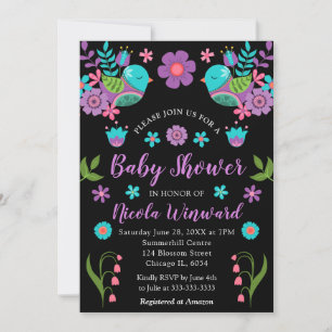 Invitación Brillante Fiesta Mexicana Floral Baby Shower