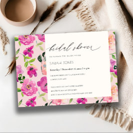 Invitación Brillante Fun Rosa Azul Floral Ducha De Novias
